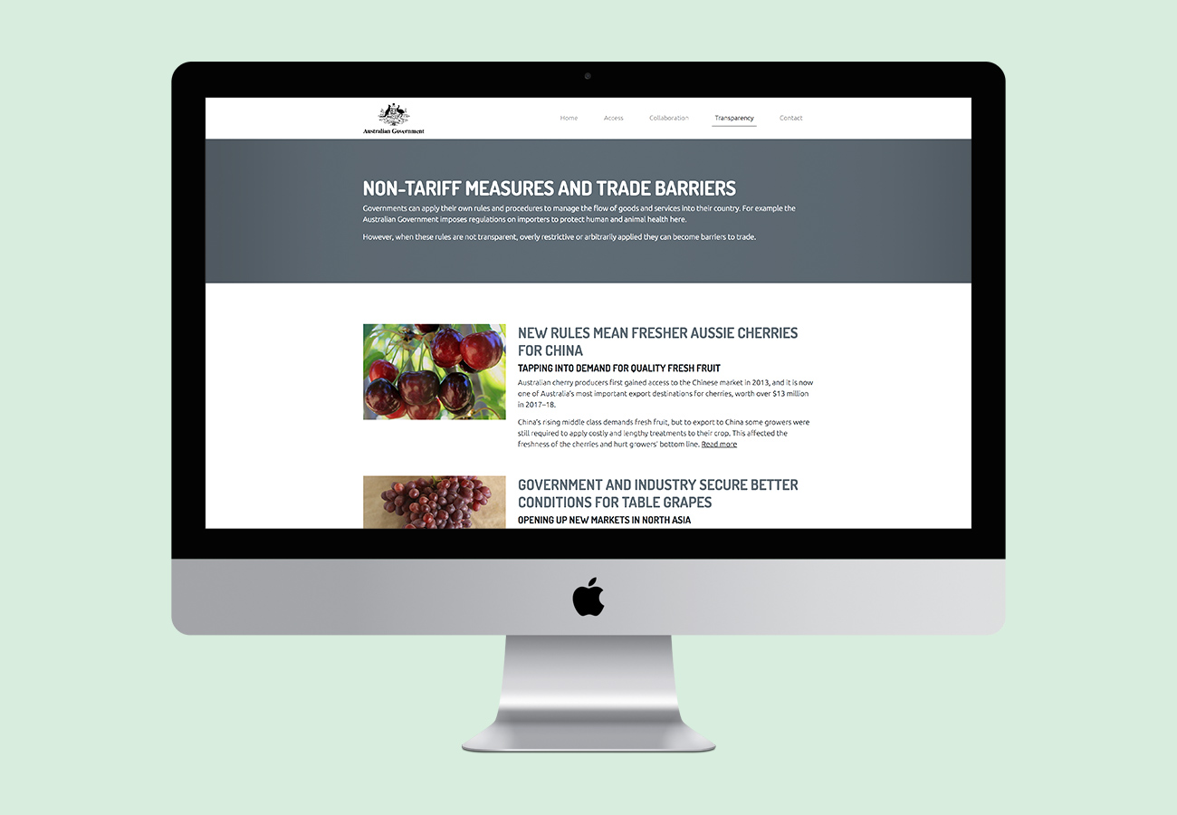DFAT Non-Tariff Barriers Website - Leading Hand
